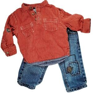 Toddler Outfit 12 month OshKosh Genuine Kids Two-Piece Long Sleeve Top & Jeans